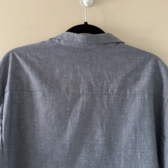 Fitzroy & Willa Blue Cotton Short Puff Sleeve Button Down Top Small Preppy Chic - Picture 6 of 6